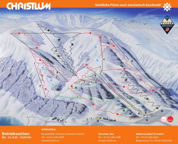 Christlum Achenkirch Ski Resort Piste Ski Map