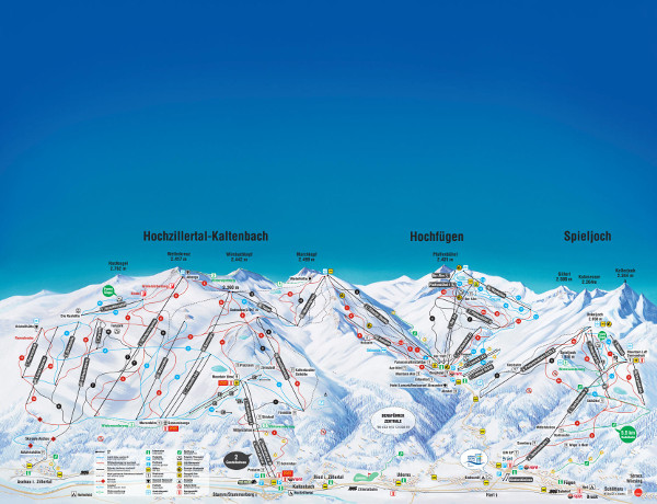 Hochfugen in the Zillertal Valley Ski Resort Piste Map