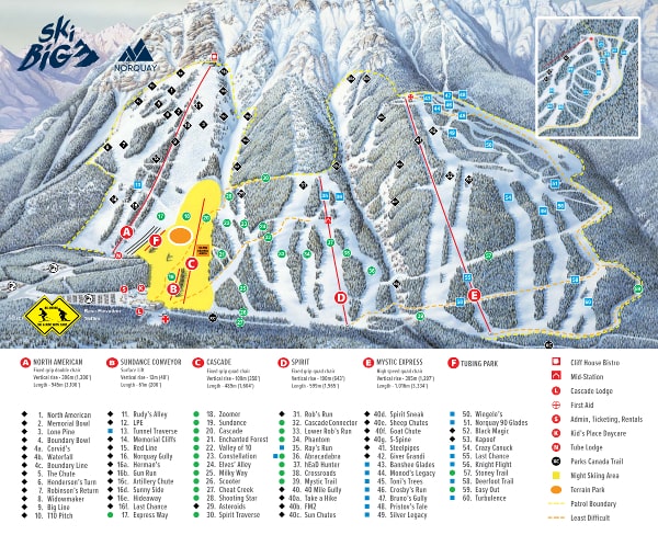 Mount Norquay Ski Resort Piste Map