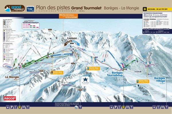 Domaine Tourmalet Ski Resort Piste Ski Map