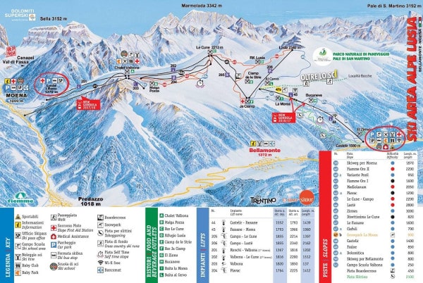 Alpe Lusia Piste Map