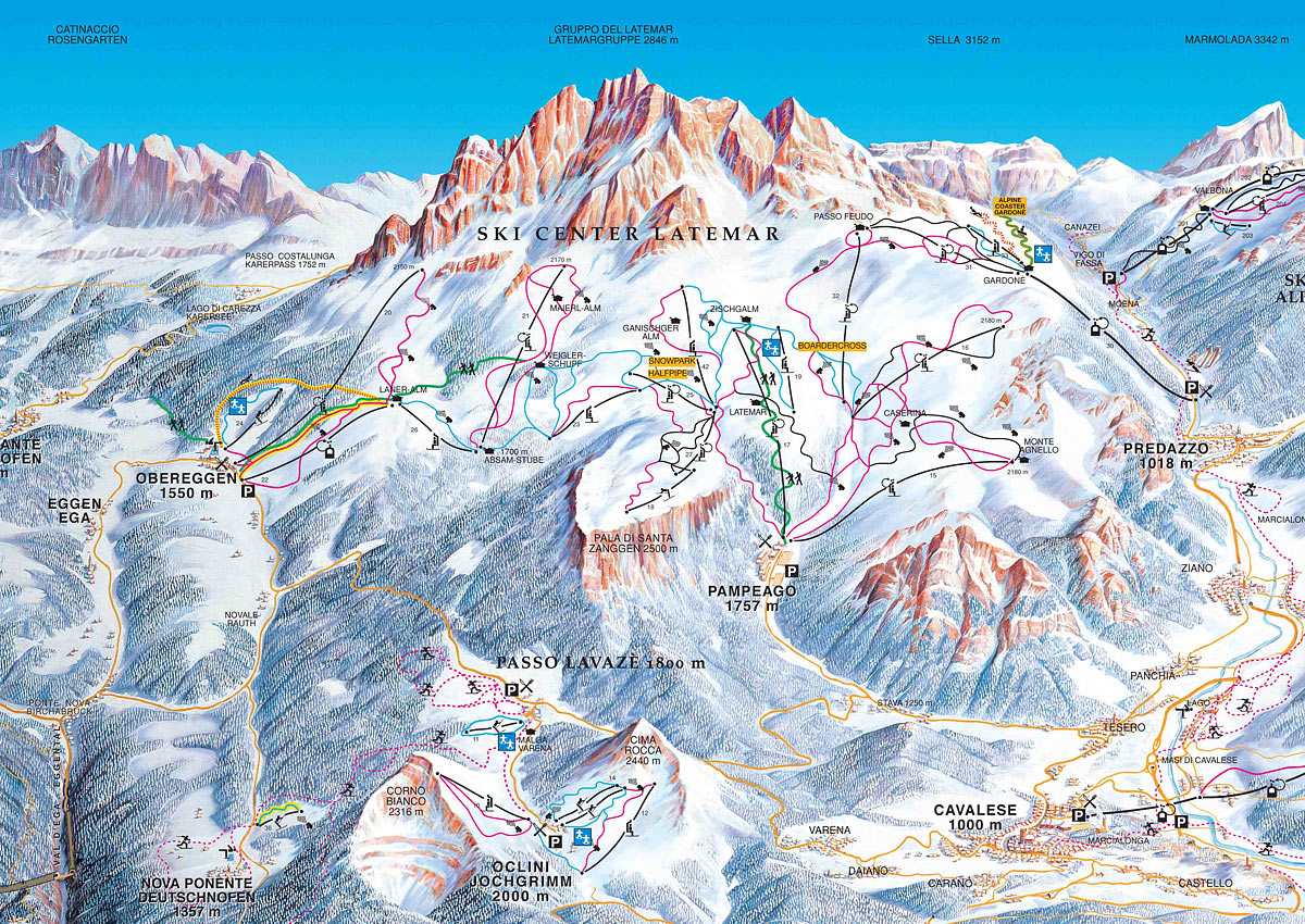 Val Di Fiemme Piste Map Val Di Fiemme Piste Map