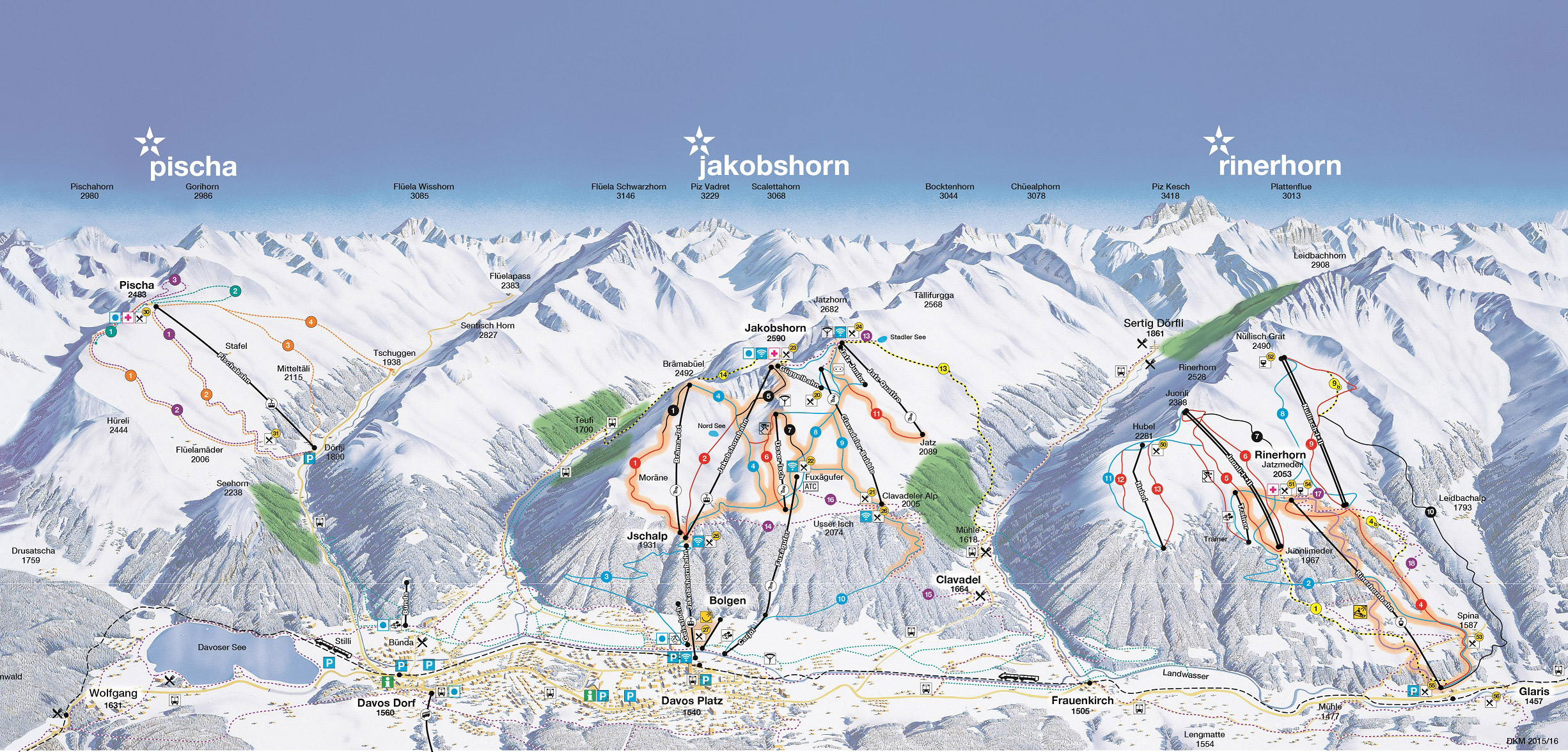 Davos Klosters Piste Map Free Downloadable Piste Maps in Brilliant  how to ski davos intended for Dream