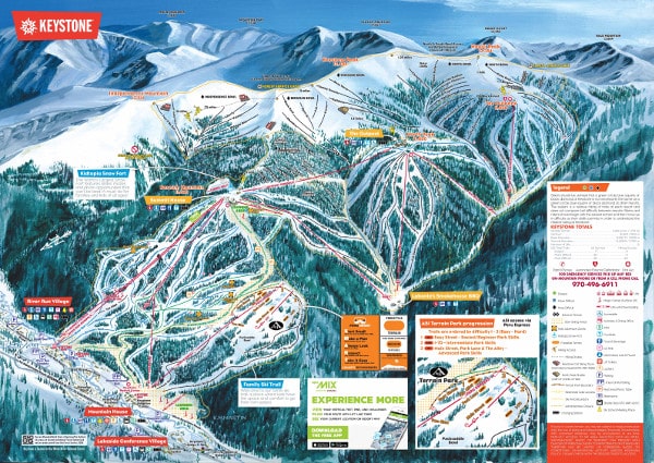 Keystone, Lake Tahoe Ski Resort Piste Ski Trail Map