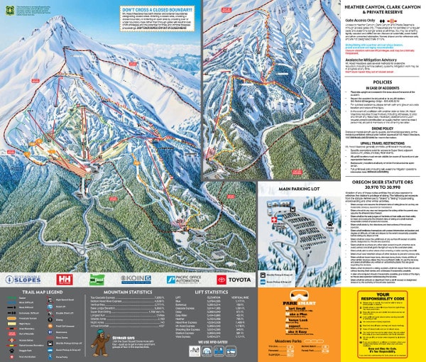 Mount Hood Ski Resort Piste Ski Map