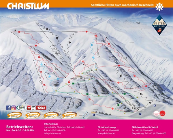 Christlum Achenkirch Ski Resort Piste Ski Map