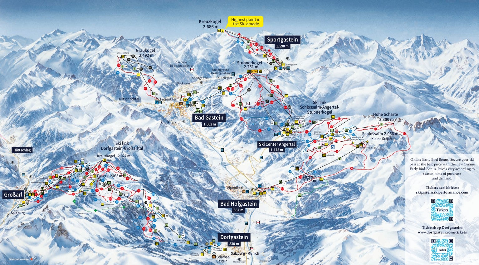 Gastein Ski Resort Piste Ski Map