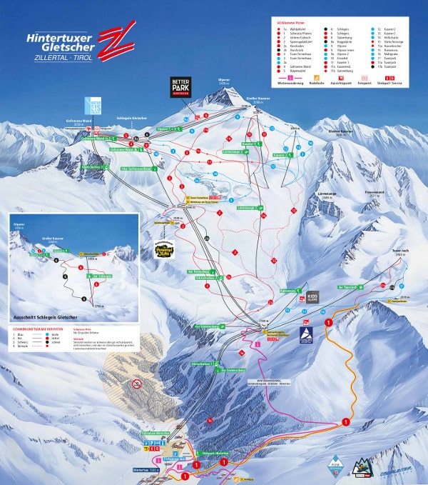 Hintertux Glacier Ski Resort Piste Map