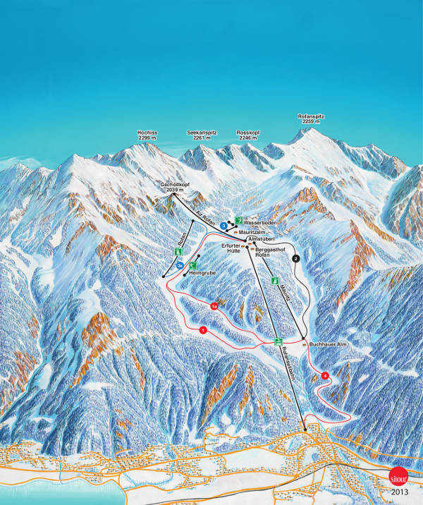 Rofan Ski Resort Piste Map