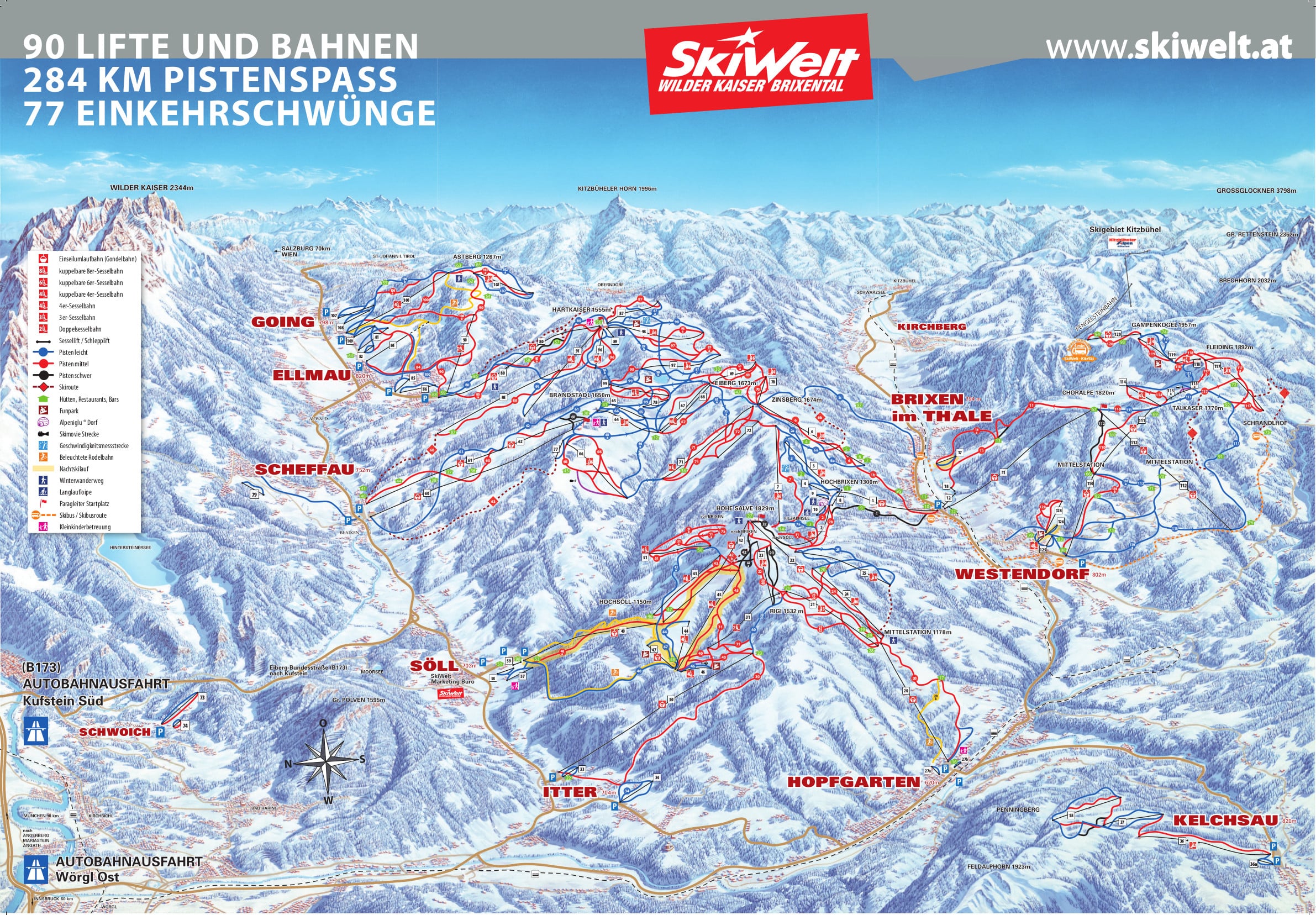 SkiWelt, Austria Piste Map Free downloadable piste maps.