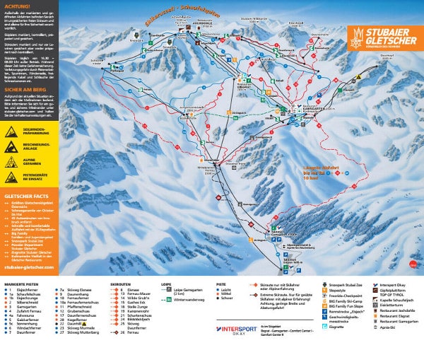 Stubai Glacier Ski Resort Piste Map