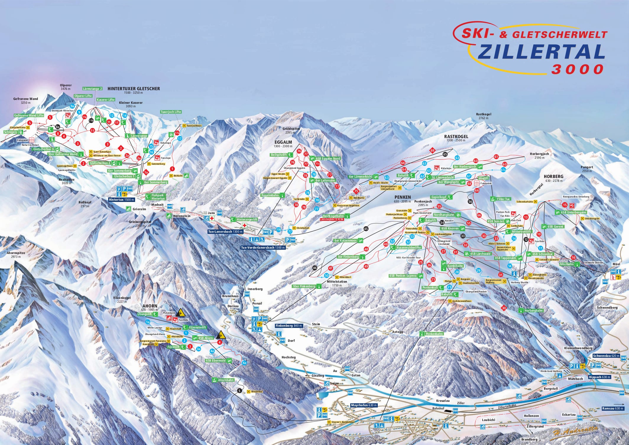Zillertal 3000 Piste Map – Free downloadable piste maps.