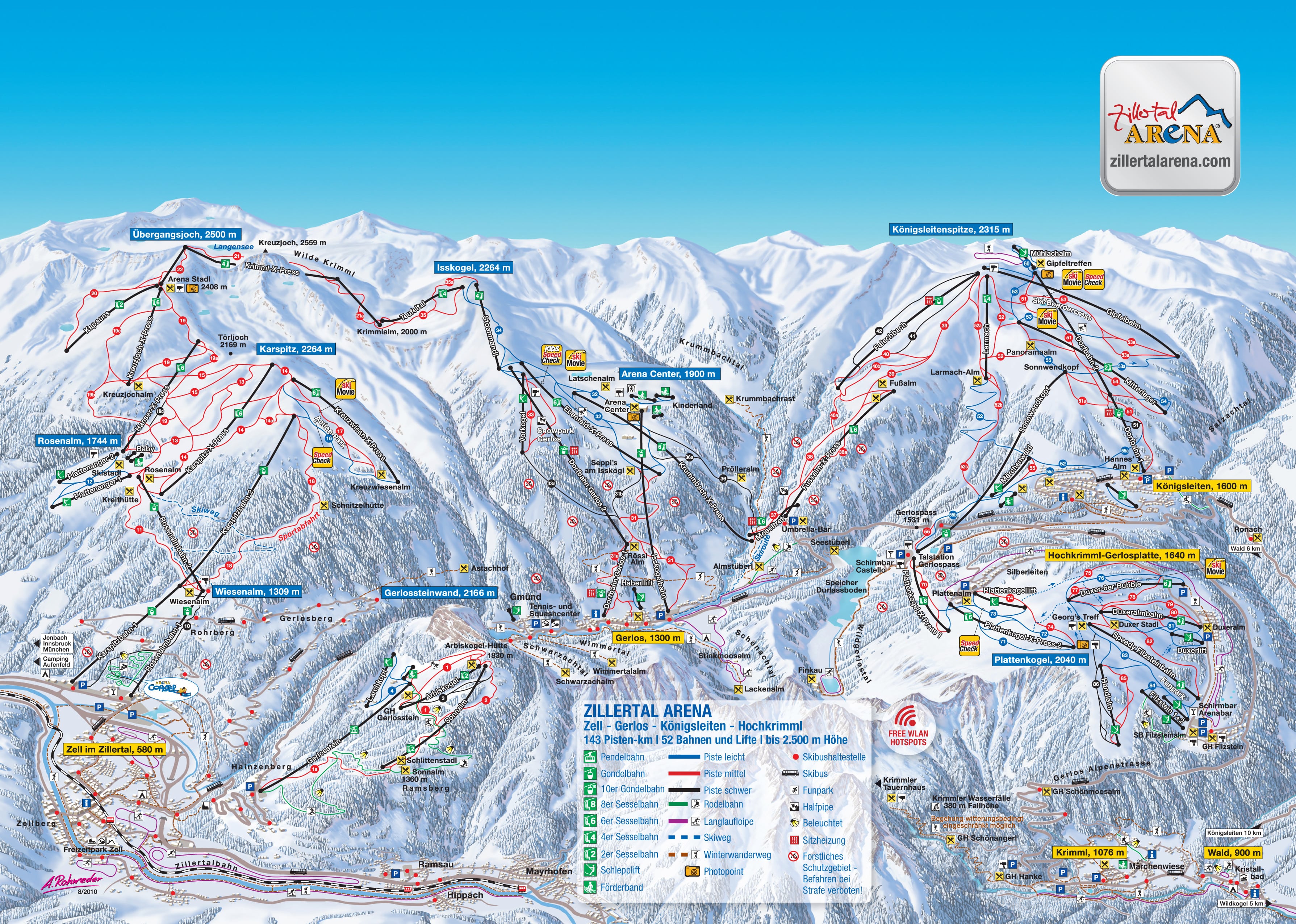 Zell am Ziller, Austria Piste Map – Free downloadable piste maps.