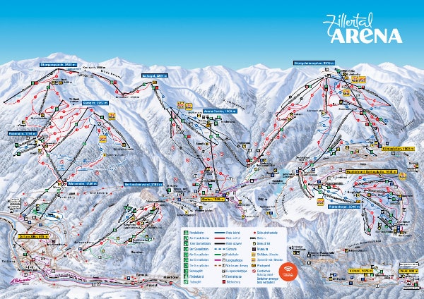 Zillertal Arena Ski Resort Piste Map