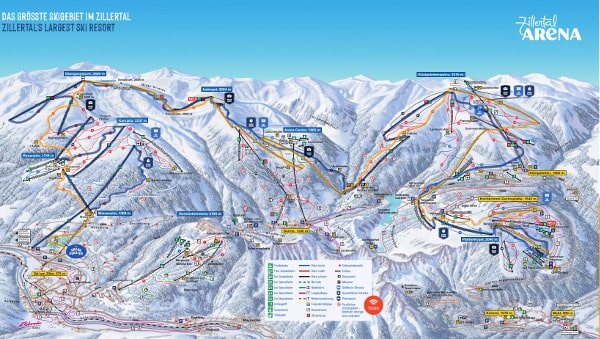 Zillertal Arena Ski Resort Piste Map