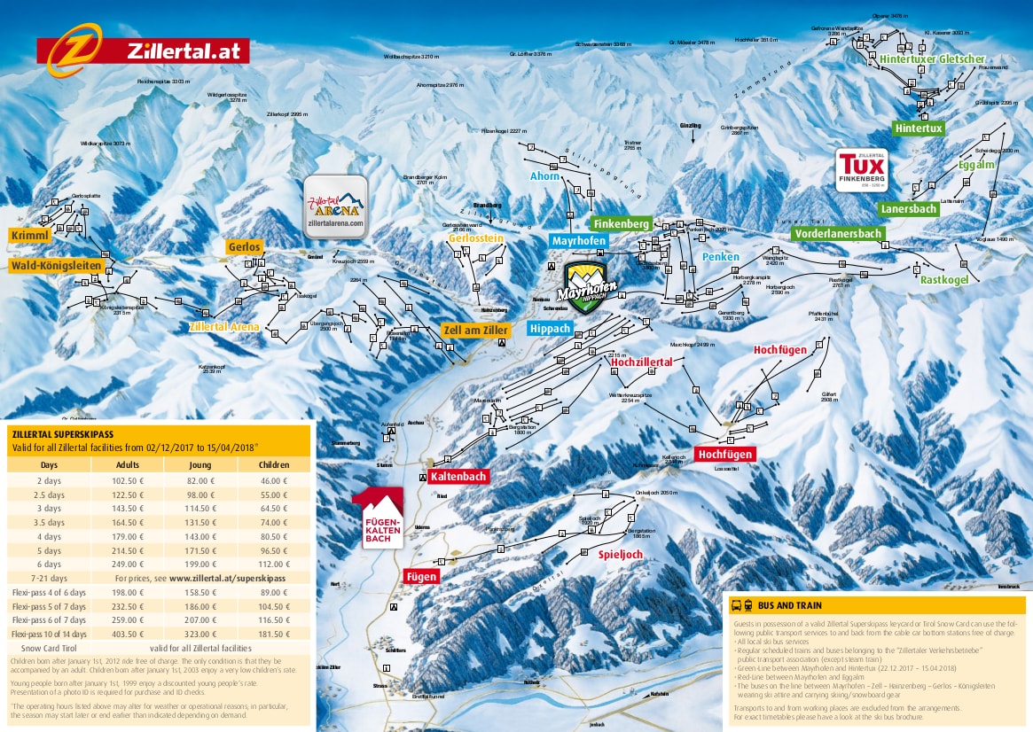 Zillertal Valley Piste Map