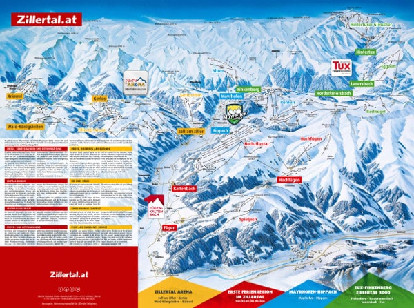 The Zillertal Valley Ski Resort Piste Map