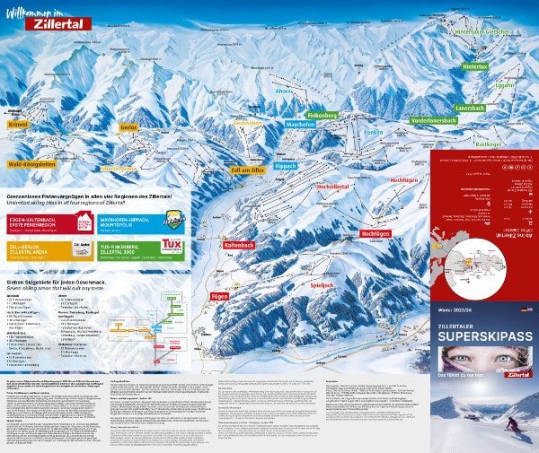 The Zillertal Valley Ski Resort Piste Map