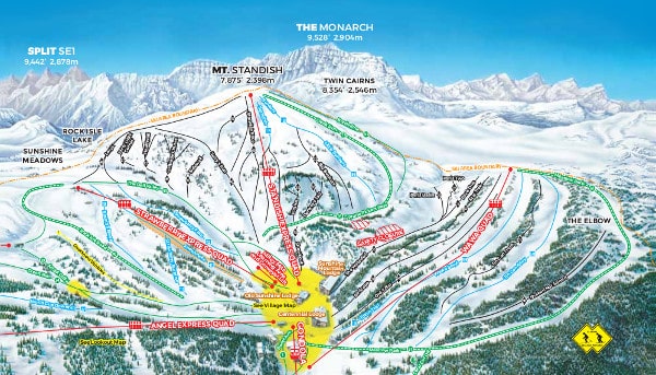 Sunshine Village, Mount Standish, Piste Map