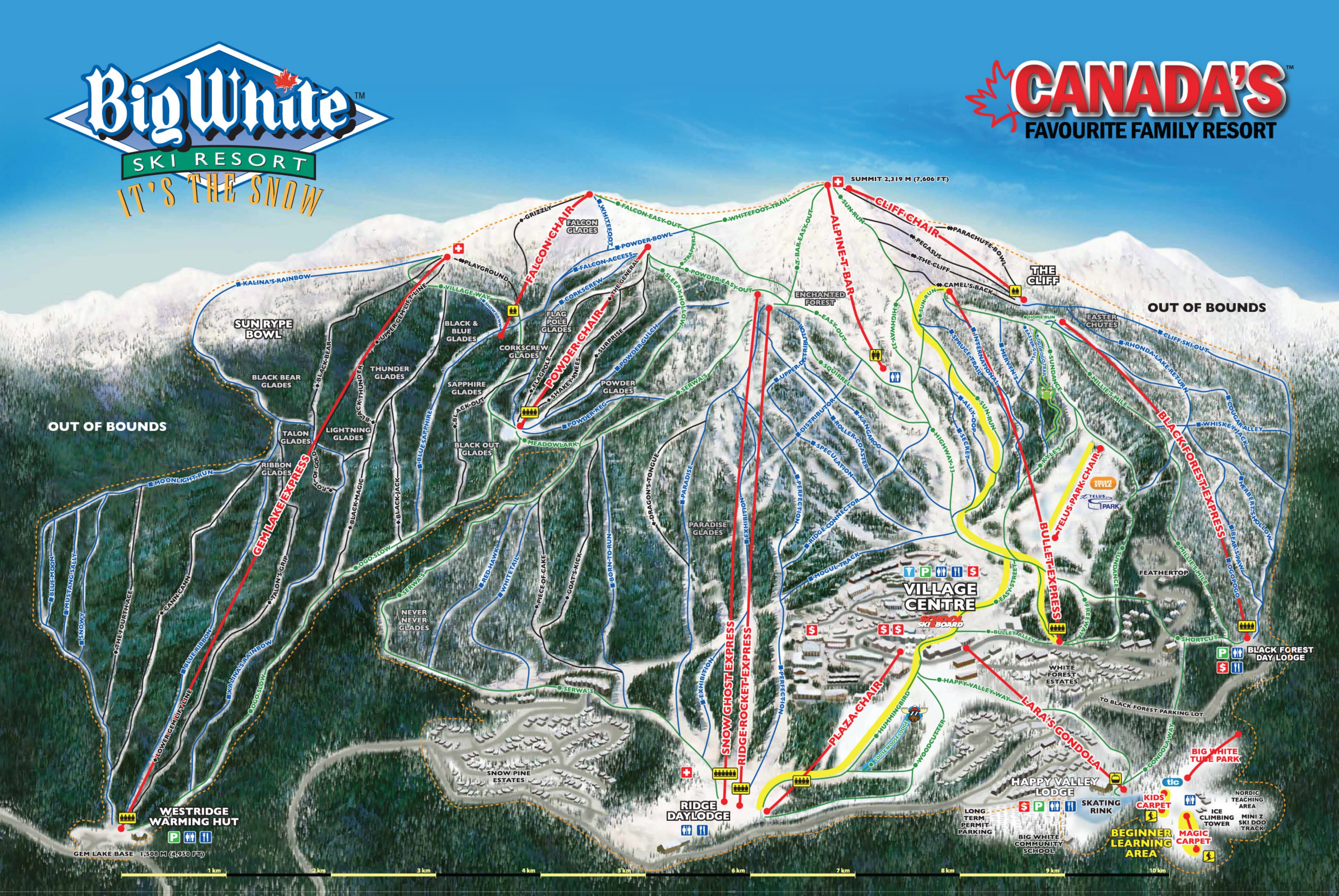 Big White Piste Map Big White Ski Resort Piste Maps