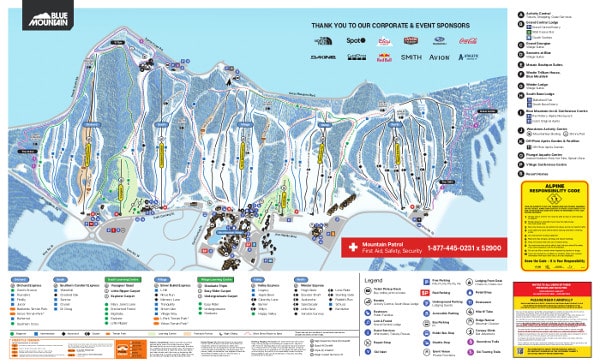 Blue Mountain Ski Resort Piste Ski Map