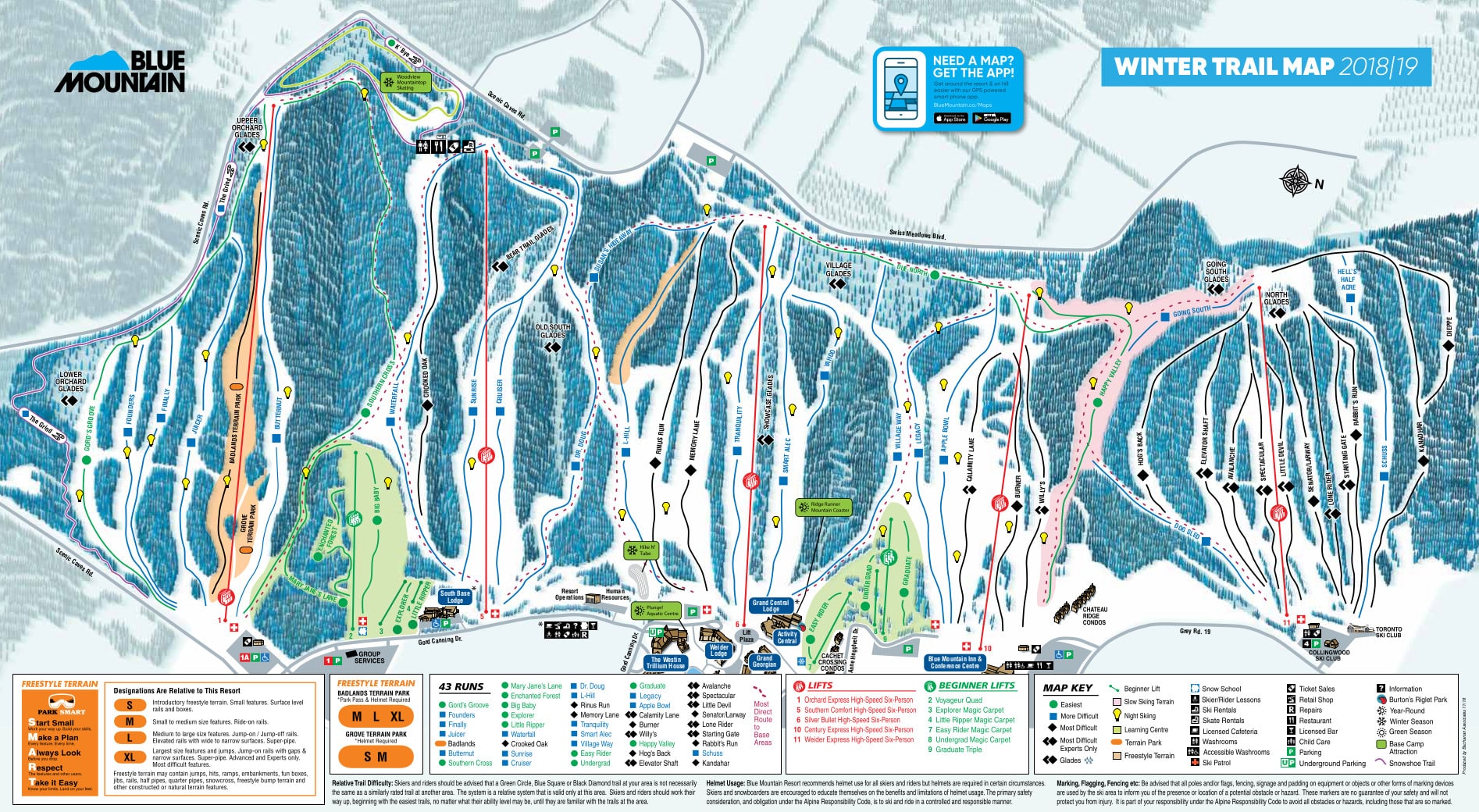 Blue Mountain Ski Resort Trail Map