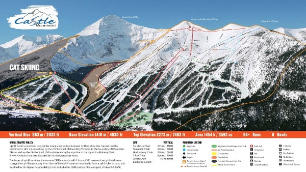 Castle Mountain Ski Resort Piste Map