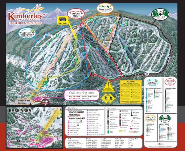 Kimberley Ski Resort Piste Ski Map