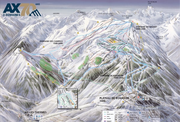 Ax Les Thermes Ski Resort Piste Ski Map