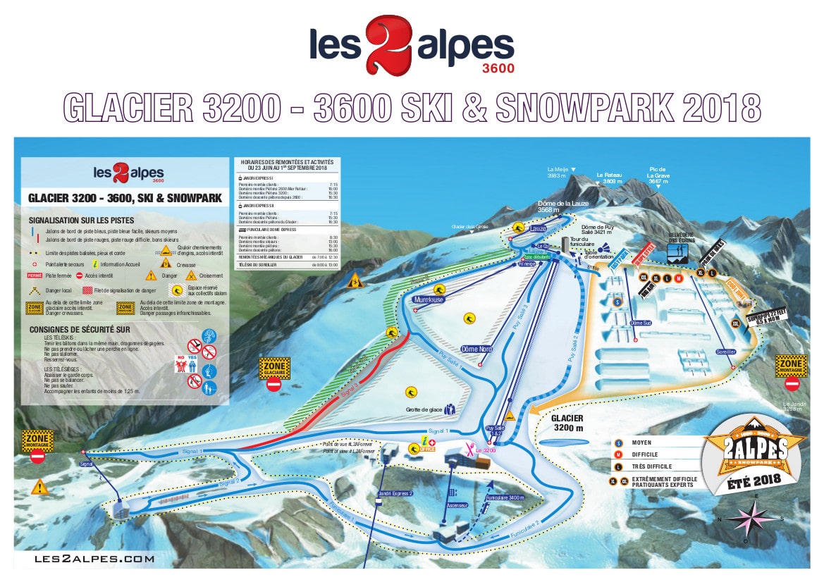 Les Deux Alpes Summer Skiing Piste Map