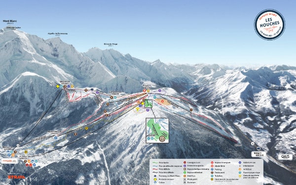 Les Houches, Chamonix Ski Resort Piste Ski Map
