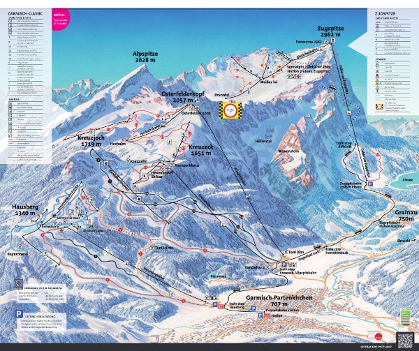 Garmisch-Partenkirchen Ski Resort Piste Ski Map