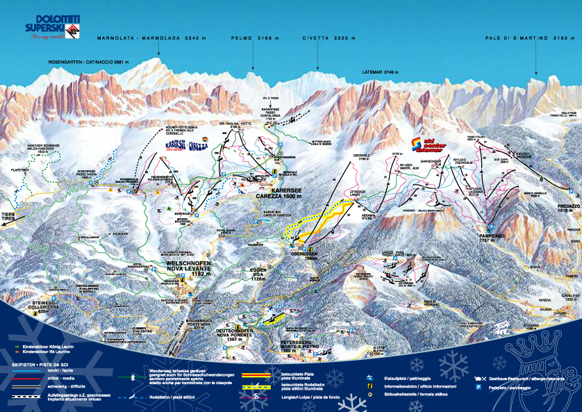 Carezza Obereggen Piste Map. 