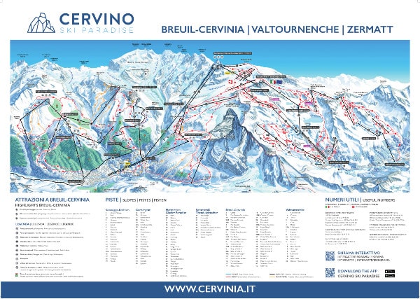 Cervinia Skiing Piste Ski Map