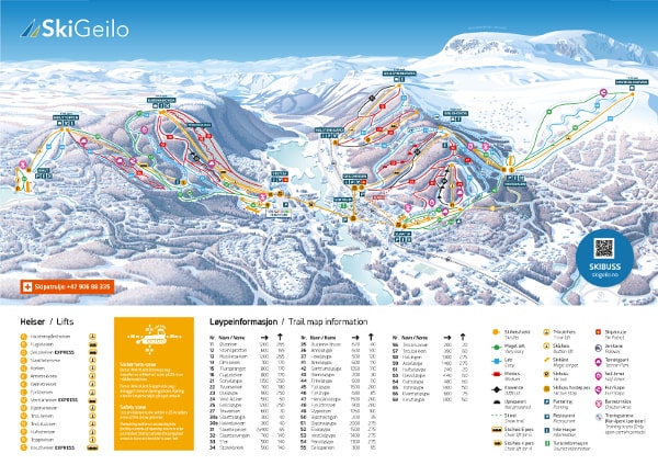 Geilo Ski Resort Piste Map