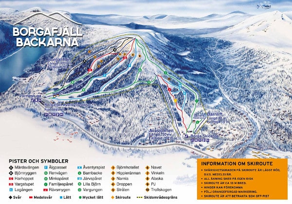 Borgafjäll Piste Map