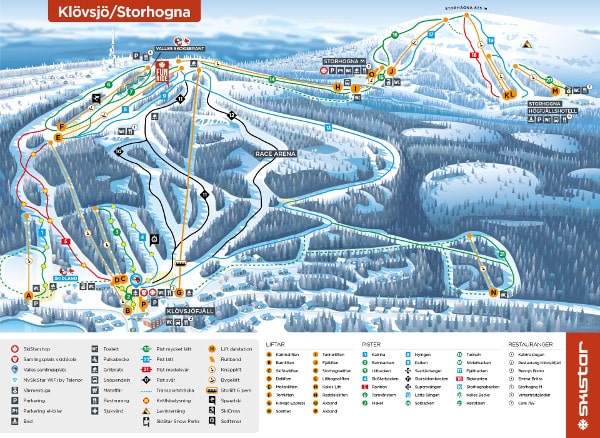 Klovsjo Storhogna Piste Ski Map