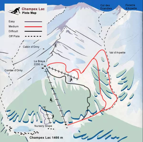 Champex Lac Ski Resort Piste Map