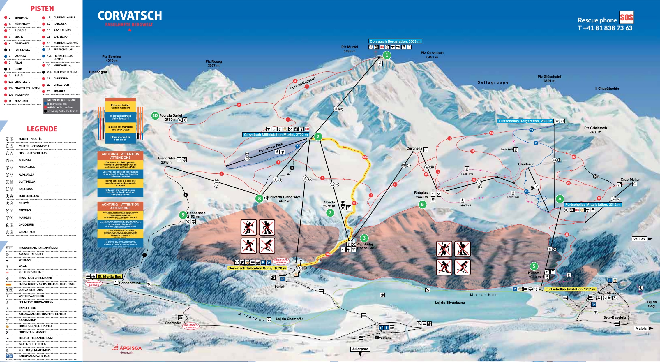 Saint Moritz Piste And SKi Trail Maps