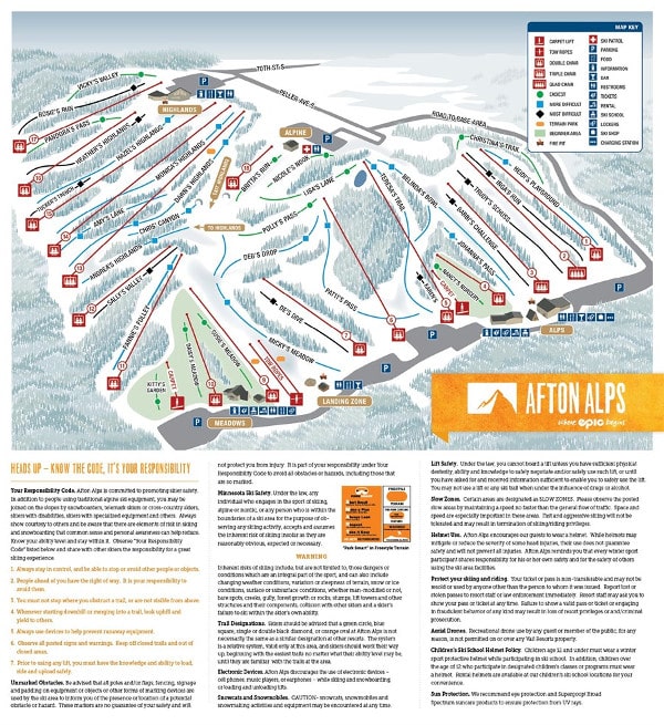 Afton Alps Ski Resort Piste Map