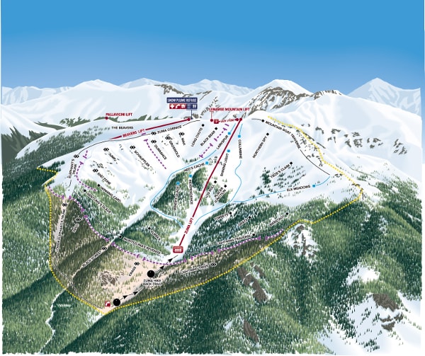 Arapahoe Basin Ski Resort Piste Map Backside Montezuma Bowl