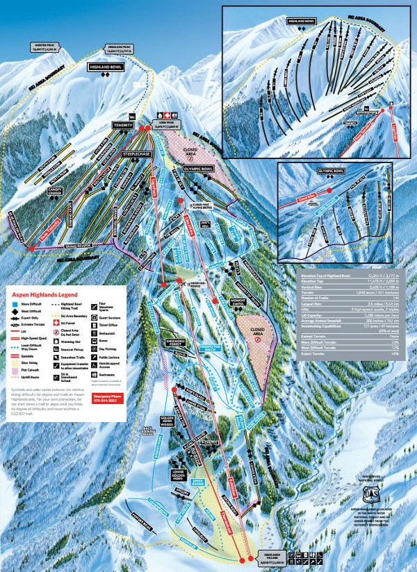 Aspen Highlands Piste Maps