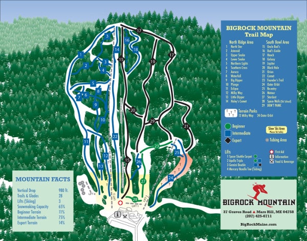 Bigrock Mountain Piste Ski Trail Map