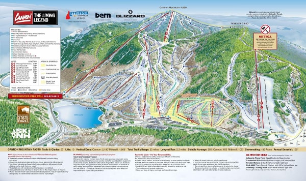 Cannon Mountain Ski Resort Piste Ski Map