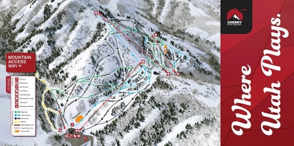 Cherry Peak, Utah Ski Resort Piste Ski Map