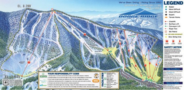 Dodge Ridge Ski Resort Piste Map