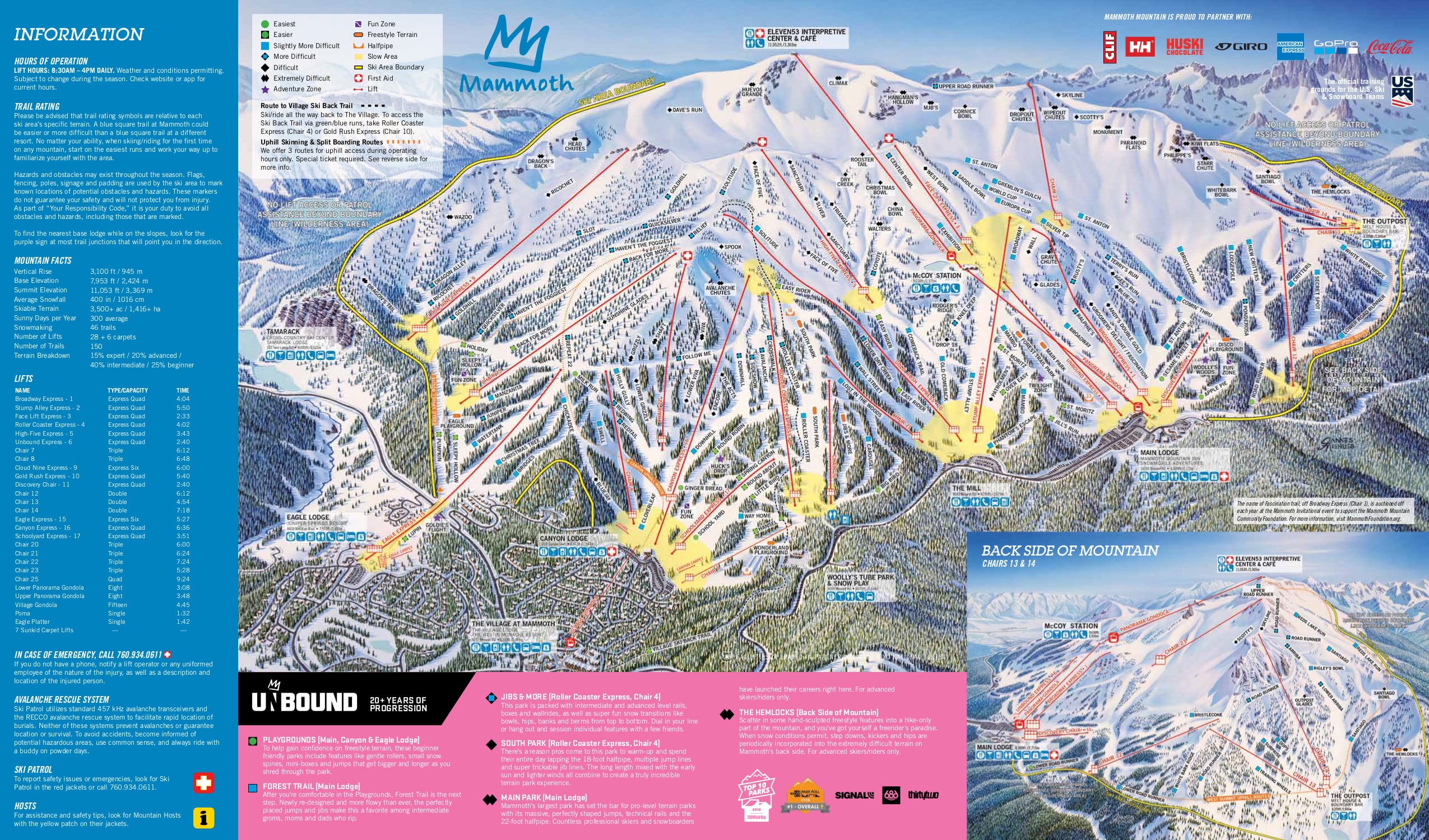 Mammoth Piste Maps - Mammoth Mountain Piste Map 2019