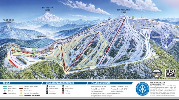 Mount Ashland Ski Resort Piste Ski Map
