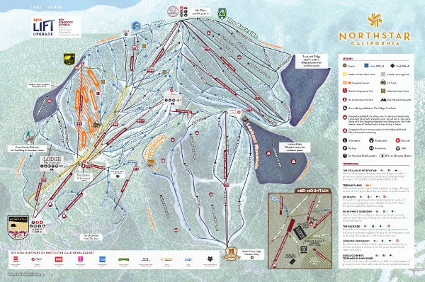 Northstar at Tahoe Ski Resort Piste Ski Trail Map
