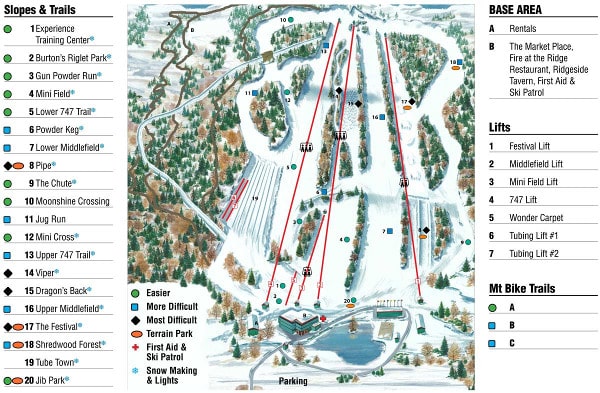 Powder Ridge Ski Resort Piste Map